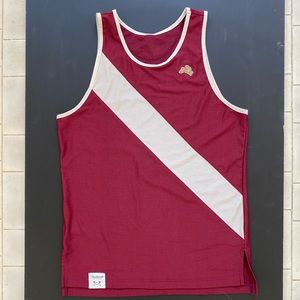 Tracksmith New England - Mens Van Cortlandt Striped Stretch Mesh Tank Top